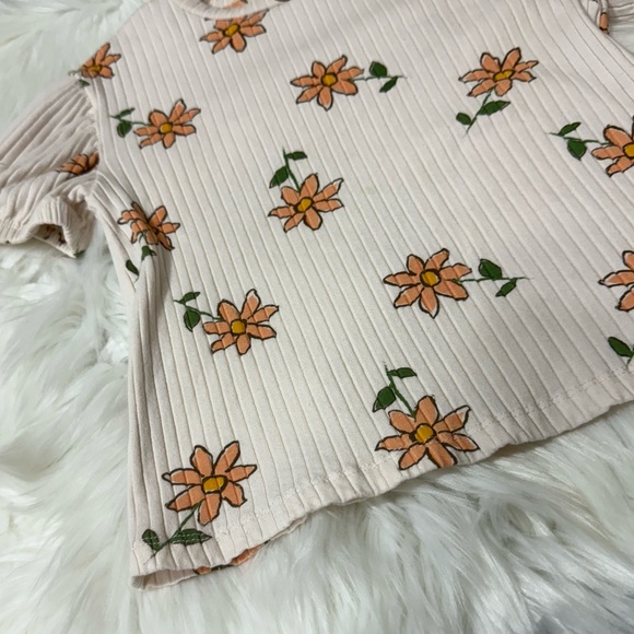 Jessica Simpson Youth Girl Size 6X Floral Ribbed Short Sleeve Shirt - Picture 5 of 14